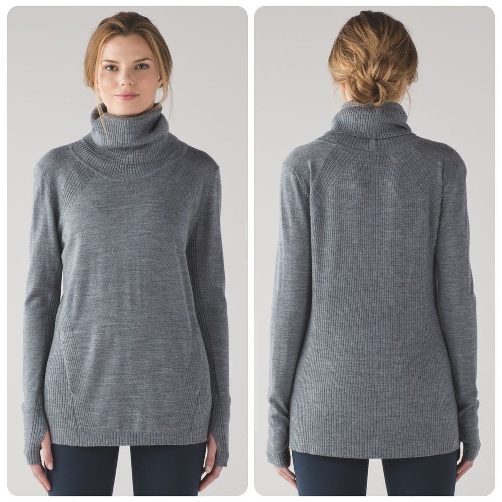 Lululemon Sweat & Savasana Wool Turtleneck Sweater | Heather Med Grey | Size 4
